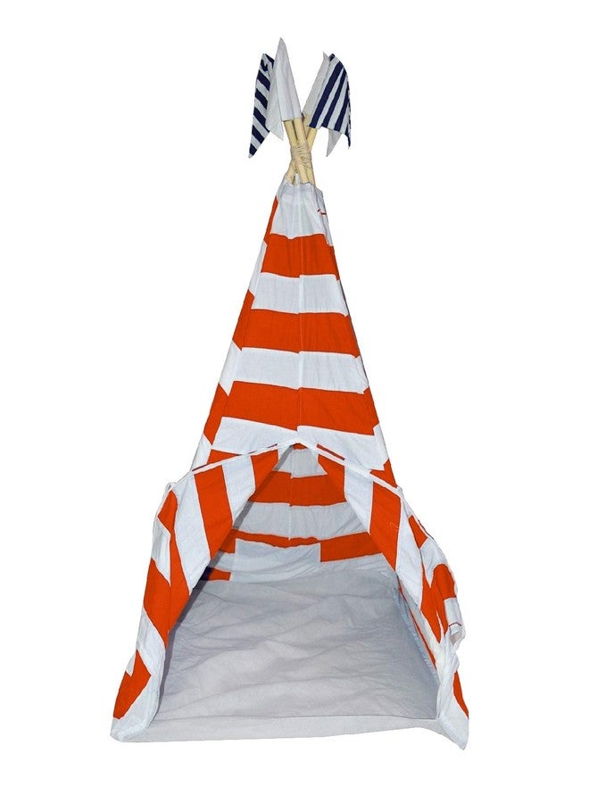 CREATIVE TEXTILES Tent House for Kids Cotton Tent House | Play House for 2 Yrs and Above Kids (Orange) - Image 1